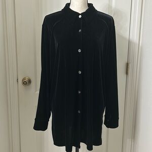 Working Classics Designs & Co Black Velvet Button Up Tunic Sz 18/20